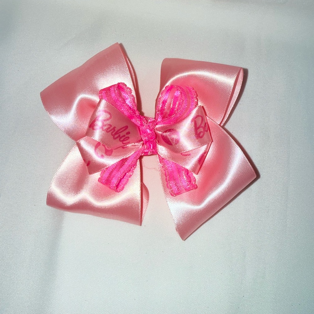 Barbie Bright Pink Satin Layered Hair Bow Clip